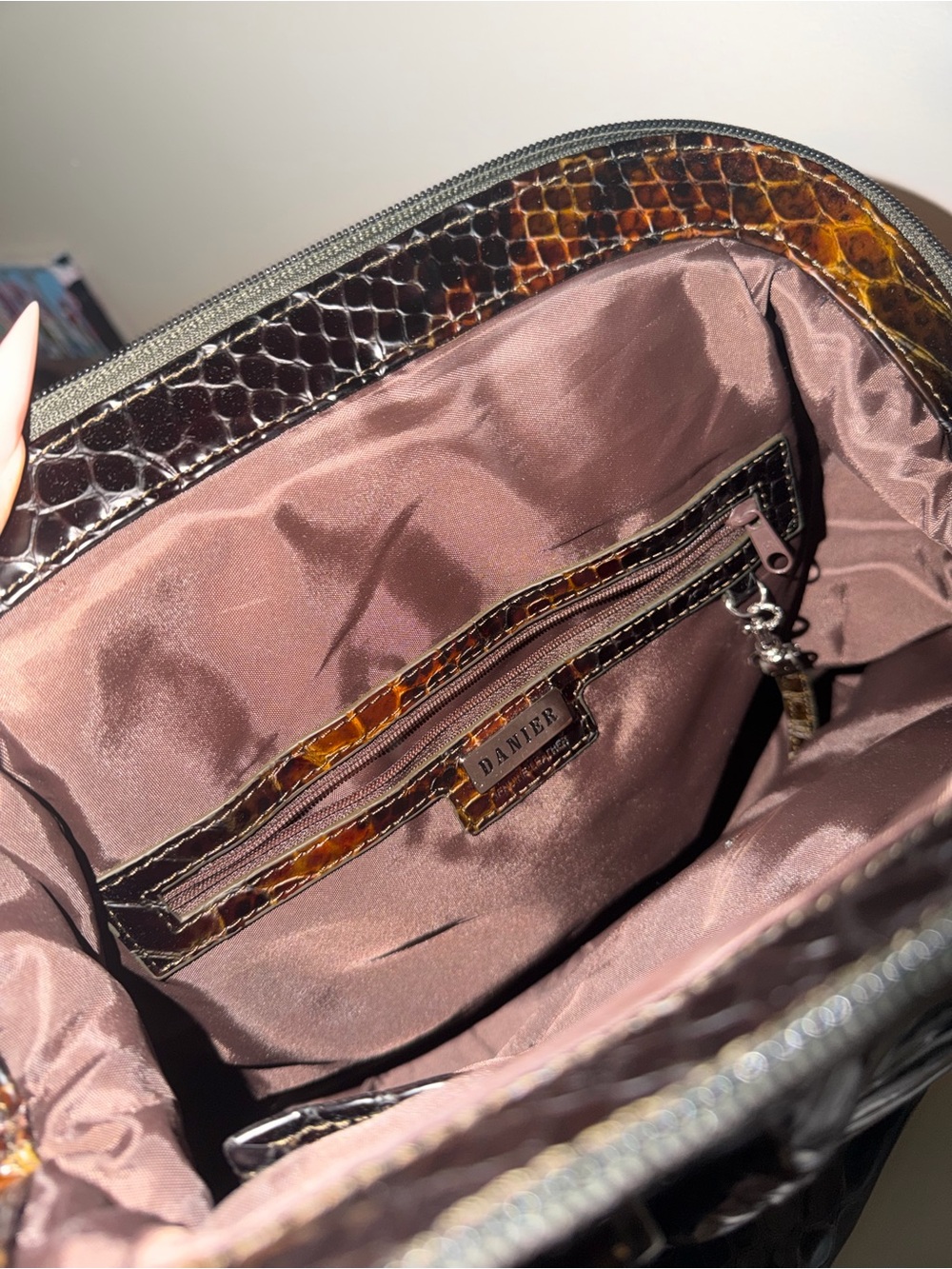 Danier Python-Embossed Leather Satchel Bag - Picture 7 of 17